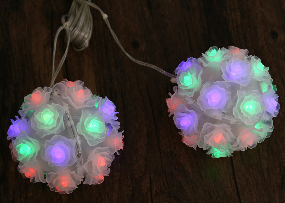Solar Powered LED Rose Flower Lamp RGB Fairy String Night Light