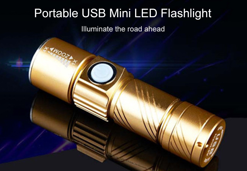 Portable USB Mini LED Flashlight for Outdoor - Black
