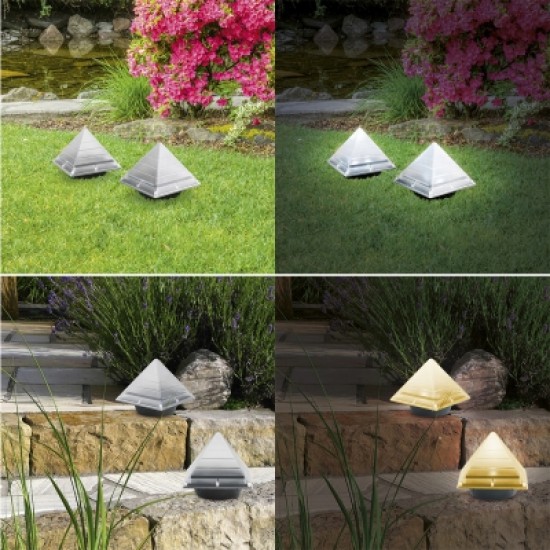 BRELONG Sensor Solar Ground Lights Pyramid Shaped Underground Buried Light Outdoor Garden Lawn Path 