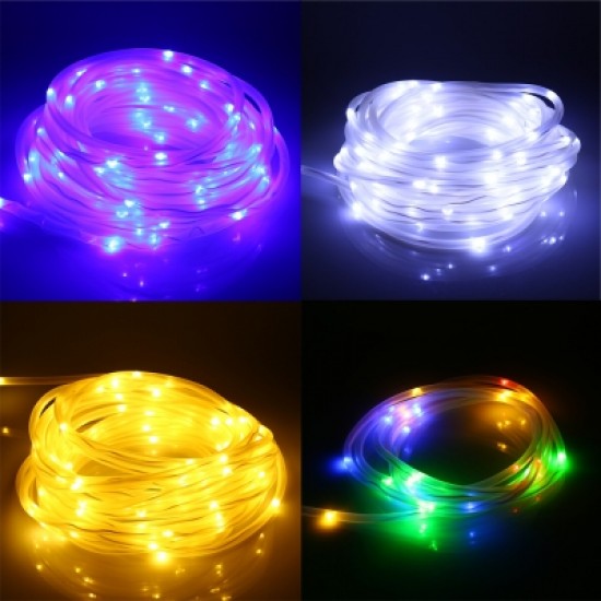 Solar Powered 100-LED Hollow Soft Tube  Copper Wire String Light Lamp
