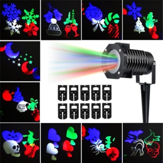 Supli Outdoor Christmas Projector Lights Multicolor Rotating Led Light Projection Waterproof Snowfla