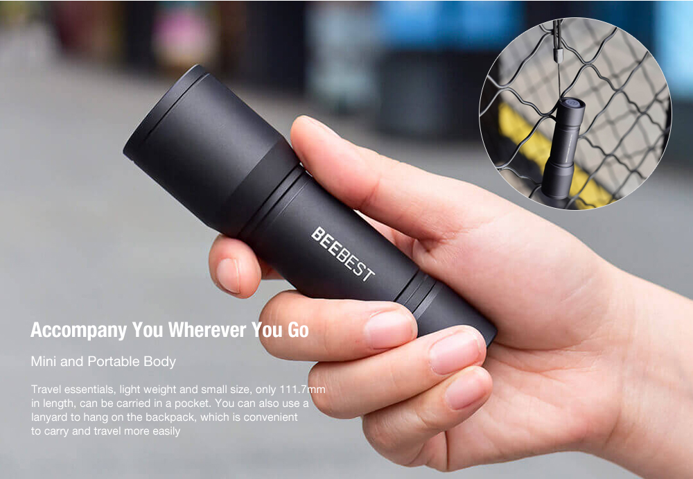 BEEBEST F1 Portable Mini 250lm Flashlight from Xiaomi youpin - Black