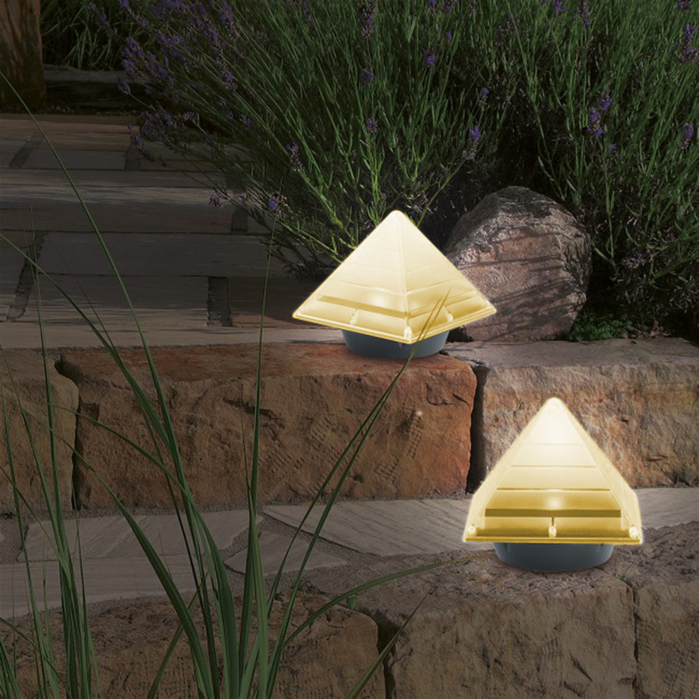BRELONG Sensor Solar Ground Lights Pyramid Shaped Underground Buried Light Outdoor Garden Lawn Path Lamp 1PC