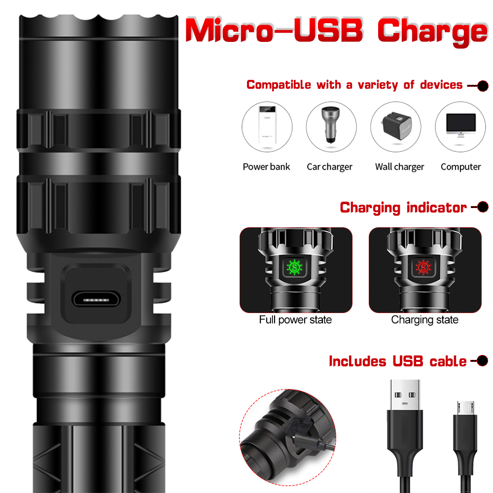 UltraFire 1103 USB Charging XHP50 Waterproof Outdoor LED Glare 26650 Flashlight